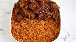 PERFECT JOLLOF RICE WITH PEPPERED BEEF [upl. by Nylram]