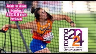 Jorinde van Klinken Netherlands DISCUS silver medal European championships Rome 20240608 [upl. by Curren]