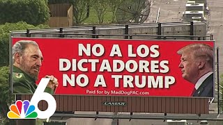 Controversial billboard in MiamiDade compares Donald Trump to Fidel Castro [upl. by Marguerita]