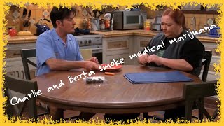 Two and a half Men  Charlie and Berta smoke medical marijuana [upl. by Eislek]