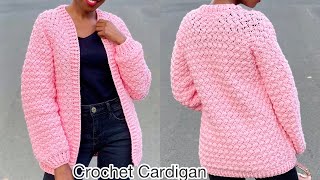 Easy Crochet Textured Cardigan Pattern  Crochetcardigan [upl. by Barbette921]