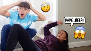 FALLING DOWN THE STAIRS PRANK On My BOYFRIEND FUNNY [upl. by Arad]