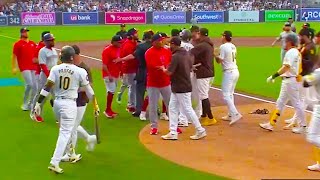 Benches clear between Nationals amp Padres from heated exchange amp Profar was hit on next pitch [upl. by Nowujalo]