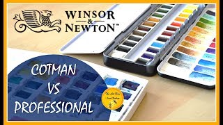 🎨COTMAN vs PROFESSIONAL  WINSOR amp NEWTON watercolour COMPARISON and REVIEW 2018 [upl. by Irbmac480]