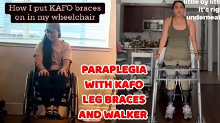 Paraplegic lady  adaptive wheelchair life  kafo leg braces walker routine [upl. by Enivid172]