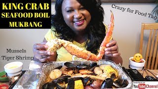 SEAFOOD BOIL MUKBANG  KING CRAB LEG  TIGER SHRIMP  CRAZY FOR FOOD TAG [upl. by Lattie946]