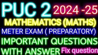 2nd PUC mathematics and maths important questions midterm exam 2024 [upl. by Yenoh747]