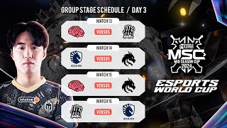 MSC GROUP STAGE watch party DAY 3  Esports World cup MLBB 2024 [upl. by Adohr323]