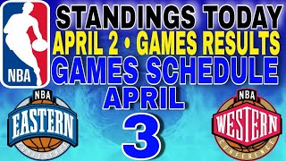 nba standings today April 2 2024  games results  games schedule April 3 2024 [upl. by Anavi615]