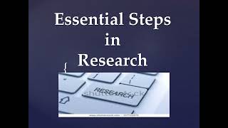 Research MethodologyModule 1 Essential steps in Research [upl. by Igal]