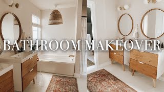 Master Bath Makeover  New Floors  Ikea Vanity Hack [upl. by Yznil743]