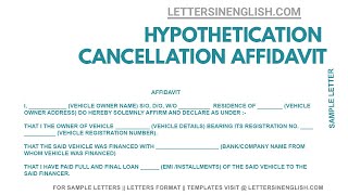 Hypothecation Cancellation Affidavit Format – How To Write Hypothecation Cancellation Affidavit [upl. by Airym]