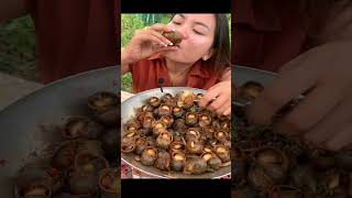 mukbang spicy snail fried  food recipe  mukbang snail delicious short shorts [upl. by Aicineohp596]