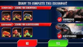 LOOKING FOR DEINONYCHUS VS ALBERTOSAURUS  JURASSIC WORLD THE GAME [upl. by Wilie126]