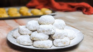 Kourabiedes  Greek Butter Cookies  Κουραμπίεδες με Λάδι και Βούτυρο [upl. by Ycnuahc961]