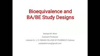 Bioavailability and bioequivalence study designs [upl. by Alram]