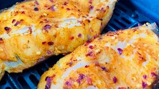 TASTY AIR FRYER SPICY HALIBUT FISH RECIPE [upl. by Garbers]