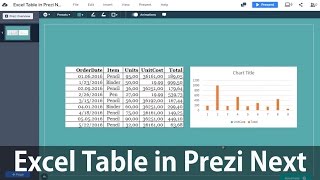 Insert Excel Table into Prezi Next [upl. by Ettigirb]