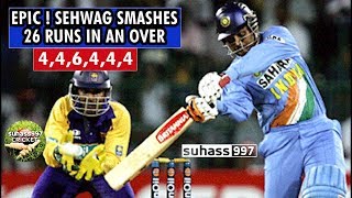 Sehwag destroys Sri lanka  26 runs in an over 446444Extended [upl. by Terchie713]