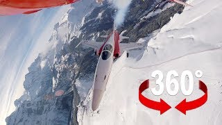 Fighter jet over Lauberhorn ski race  cockpit view 360° [upl. by Iem]