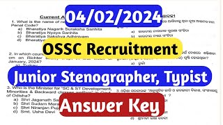 OSSC junior stenographer answer key [upl. by Ennaihs]