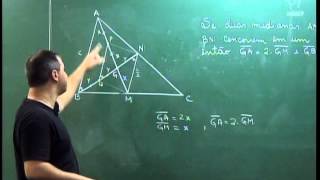 Geometria  Aula 32  Sobre o encontro das medianas de um triângulo [upl. by Arvin]