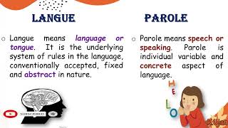 Langue and Parole in Linguistics langue and parole with examples [upl. by Aniad]