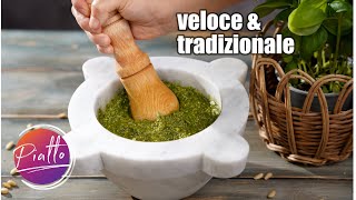 Pesto alla Genovese VELOCE ed AUTENTICO Ricetta Originale SOLO MORTAIO e PESTELLO [upl. by Adnalay794]