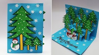 DIY 3D Christmas Pop Up Card  How to Make Christmas Greeting Card  Handmade Christmas Cards [upl. by Reizarf]