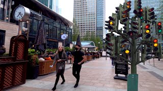 London Walking Tour  CANARY WHARF Station to TRAFFIC LIGHT TREE  London reopen 2021  4K Ultra HD [upl. by Esela]