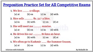 Preposition objective questions Practice set  Preposition exercise in English grammar  Preposition [upl. by Aihsenek]