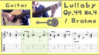 Lullaby Op49 No4  Brahms Guitar Notation  TAB [upl. by Eiramnwad]