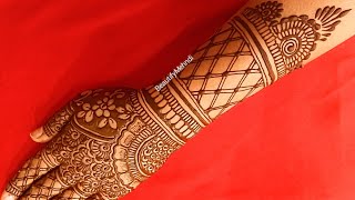 Very Easy Simple Mehndi Design Full BackHand cone designs mendini design henna mehandi designs [upl. by Mcmaster747]