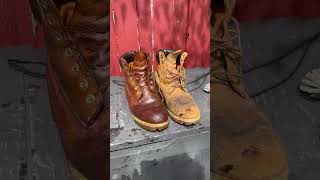 Härkila mink oil Leather care on Timberlake boots They sure clean up Nice what you think [upl. by Atterg]