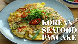 Easy Korean Seafood Pancake  韩式海鲜煎饼 [upl. by Apollus]