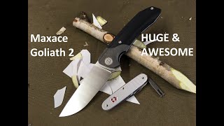 Huge amp awesome folding knife Maxace Goliath 2 K110 steel Titanium G10 double row ball bearing [upl. by Baptiste]