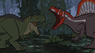 Spinosaurus vs Tyrannosaurus Rex  Dinosaur Cartoon  Dinosaur Musical  Pinkfong Little Dino School [upl. by Hsur]