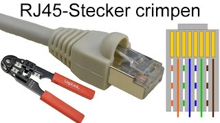 RJ45 Stecker auf Patchkabel crimpen RJ45 Netzwerkstecker aufbringen [upl. by Anole]