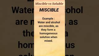 difference between Miscible and Soluble  miscible vs soluble shorts science [upl. by Cohlier]