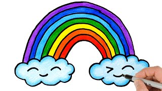 How to Draw a Rainbow and Clouds  Easy Drawing for Beginners [upl. by Yentuoc]