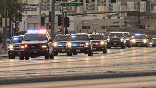 Donald Trumps Huge Motorcade Rolls Through Las Vegas To Rally With Large Police Escort [upl. by Aivul246]