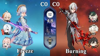 C0R1 Ayaka Freeze amp C0R1 Arlecchino Burning  Spiral Abyss 48  Genshin Impact [upl. by Lochner]