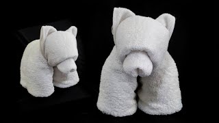 How to make Towel Animals Bear  towel art Beruang  towel origami  towel design [upl. by Imot]