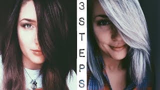 Dark Brown to Silver Hair  3 Step Tutorial [upl. by Ainoet460]