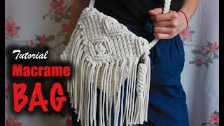 Tutorial Macrame BAG  Easy DIY for Macrame Beginners [upl. by Ennayr]