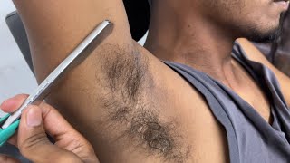 ASMR UNDERARM SHAVING STRAIGHT RAZOR BOBBY THAKUR SALON TRENDING SHAVING [upl. by Nyleak]