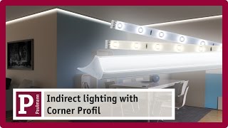 Indirect lighting Plaster mouldings and cove lighting with LED strips and Corner Profile [upl. by Erdna]