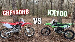 CRF150RB VS KX100  side by side comparison [upl. by Leticia]