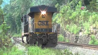 CSX FREIGHT TRAIN DRIVING IN WEST VIRGINIA MOUNTAINS BLOWING NATHAN K5 TRAIN HORNS VERY LOUD [upl. by Artair]