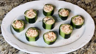 SHRIMP SALAD in CUCUMBER BOATS  Easy APPETIZER or Healthy SNACK [upl. by Kayle]